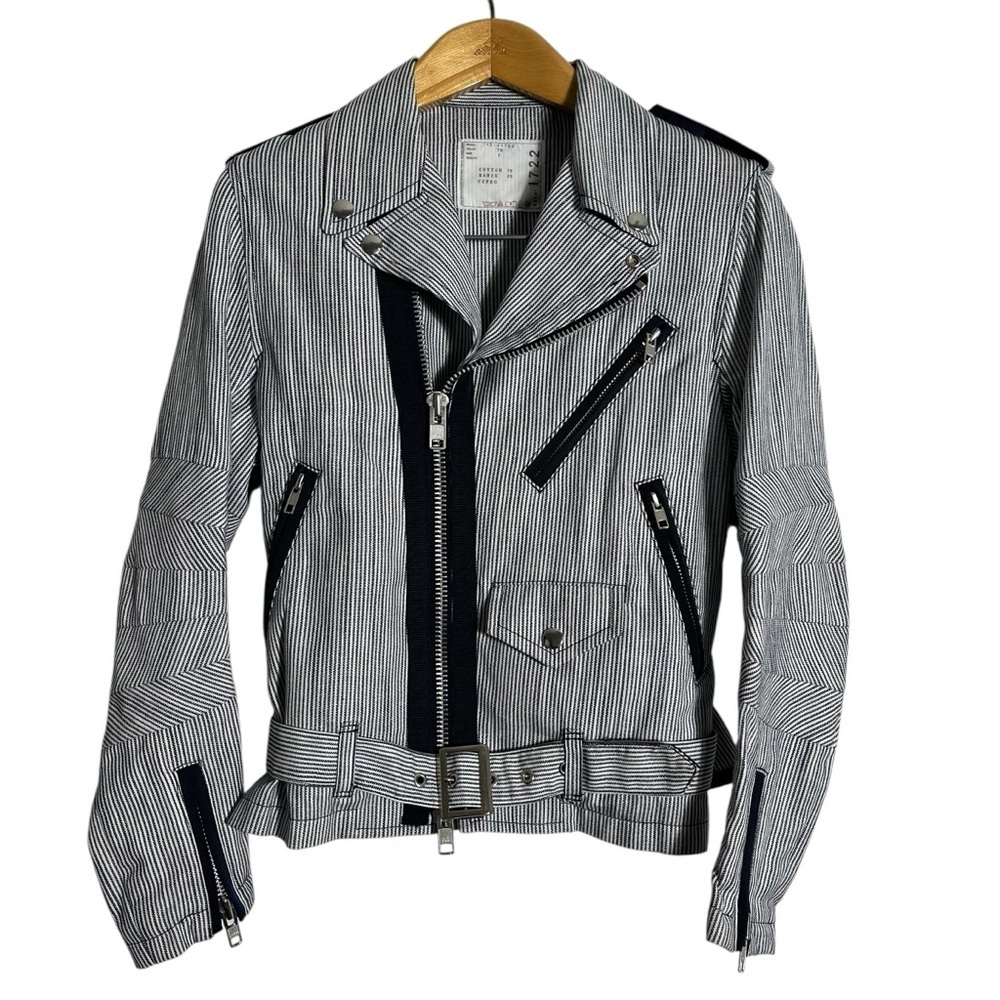 SACAI 2013 Runway Railroad Stripe Riders Motorcycle Jacket - Picture 3 of 16